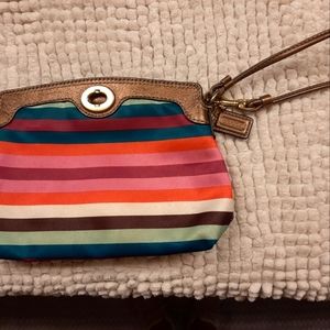 Coach Rainbow Stripe wristlet